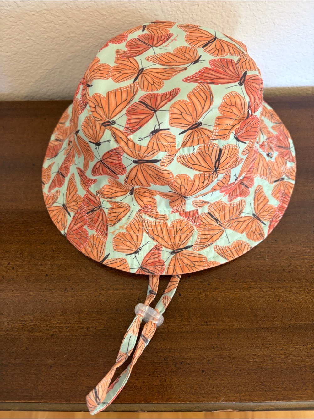 Millymook Butterfly Print Reversible Bucket Hat in Mint and Orange